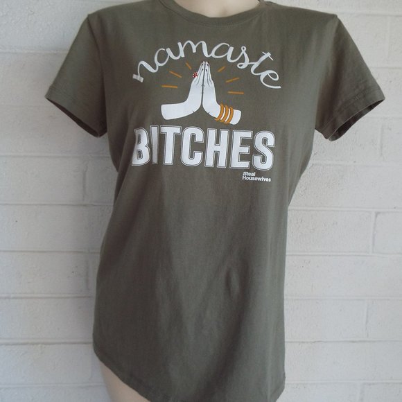 Next Level Apparel Tops - New Namaste Bitches RHONJ green cap sleeve t-shirt